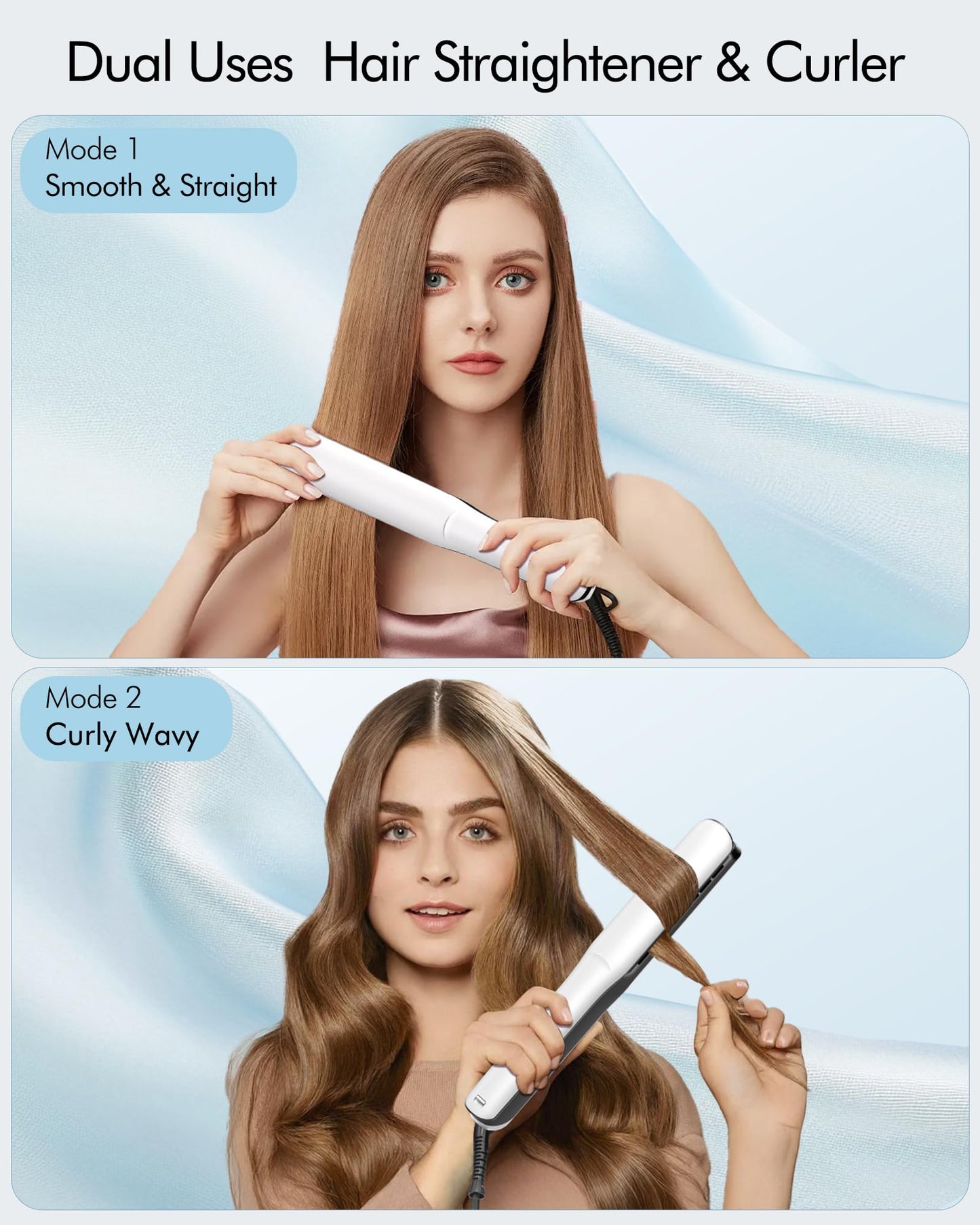 Betahouse Flat Iron Hair Straightener and Curler 2 in 1 with Cooling Air Vents and Add Essential Oil, 1 Inch Titanium Straighten