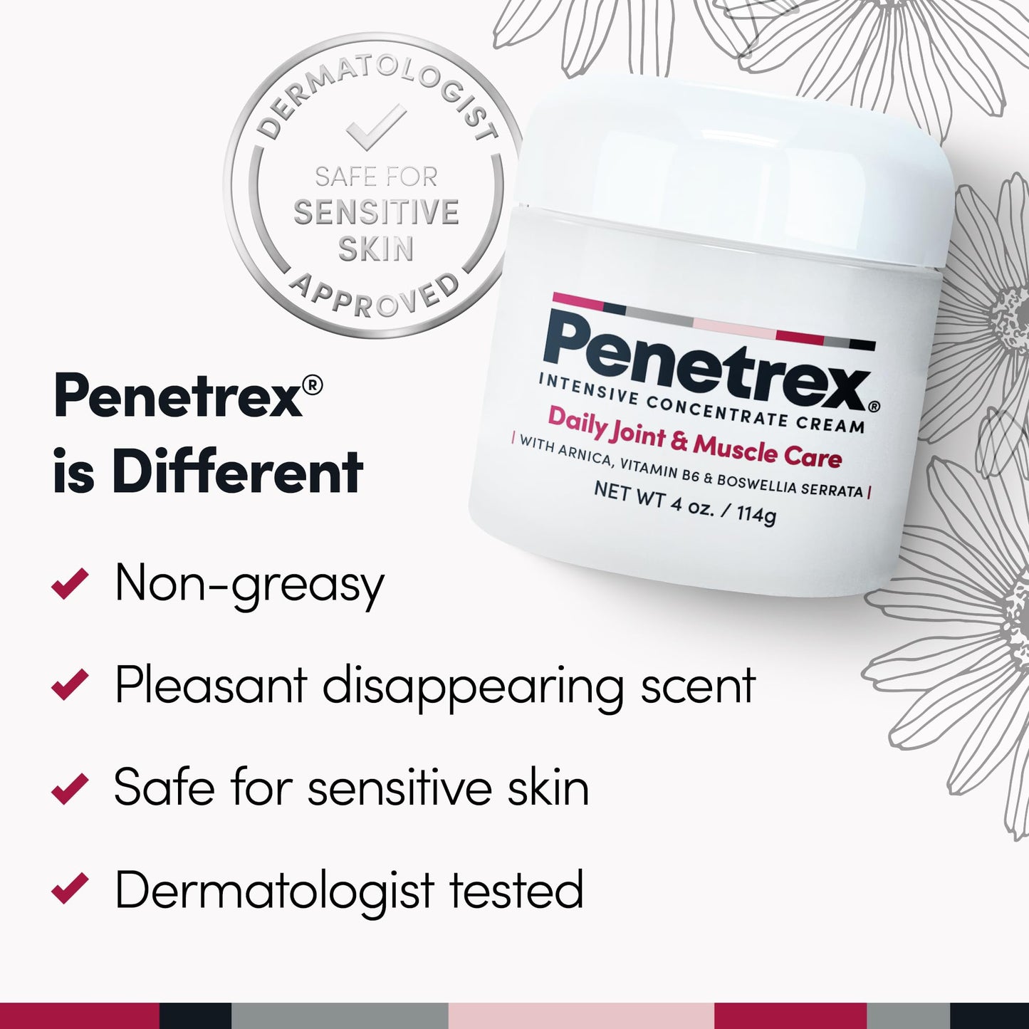 Penetrex Joint & Muscle Therapy - Soothing Comfort for Back, Neck, Hands, Feet - Premium Whole Body Rub with Arnica, Vitamin B6 MSM & Boswellia - 4oz Cream (3 Pack)