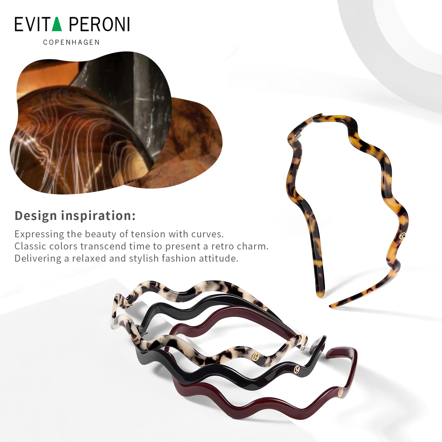 EVITA PERONI Wavy Glasses Headband Hair Band Designed for Eyewear, Comfortable Headbands for Women Fashion Thin Headbands Non Slip No Pressure, No Headache