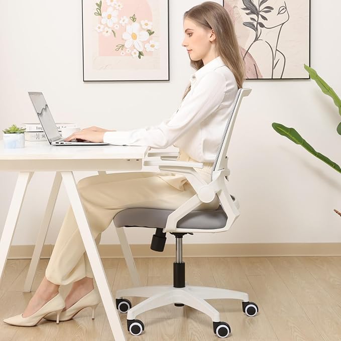 Msdizuo Office Chair Ergonomic Desk Chair, 400lbs Home Mesh Office Desk Chairs with Wheels, Comfortable Gaming Chair, High Back Office Copmuter Chair for Long Hours(White)