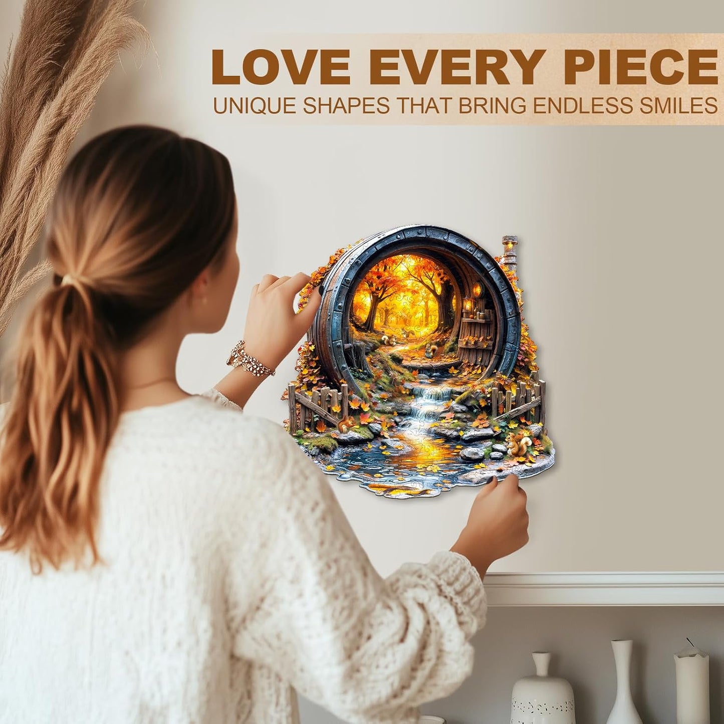 Wooden Puzzles for Adults, Barrel of Autumn Puzzles, Wood Adult Puzzle, Birthday Gifts for Puzzle Lover (L-13.4 * 13.4 in 275pcs)