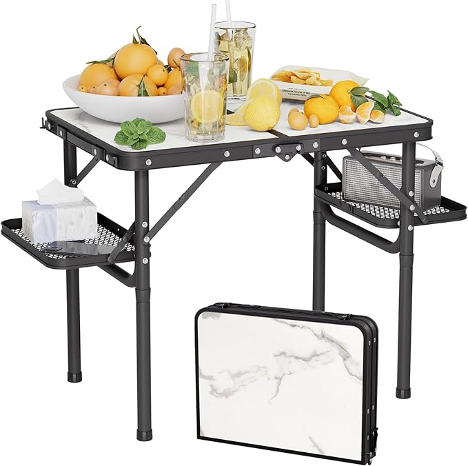 Titanker Folding Camping Table Small 2ft, Small Camp Table Portable with 50% Extra Space, Folding Picnic Table, Portable B...