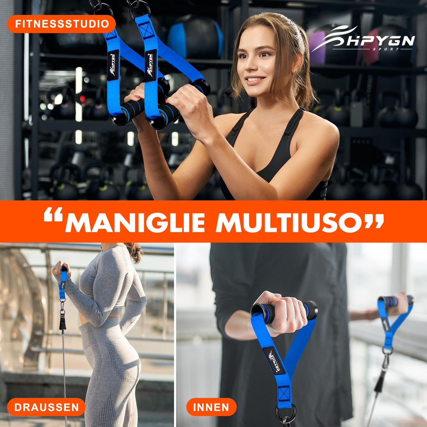 HPYGN Cable Machine Handles, Replacement Fitness Equipment for Pilates,Yoga, Strength Trainer, Pull Down Workout Accessories, Exercise Handle for Pulldowns, Chest flys, Shoulder Exercises, tricep Workouts