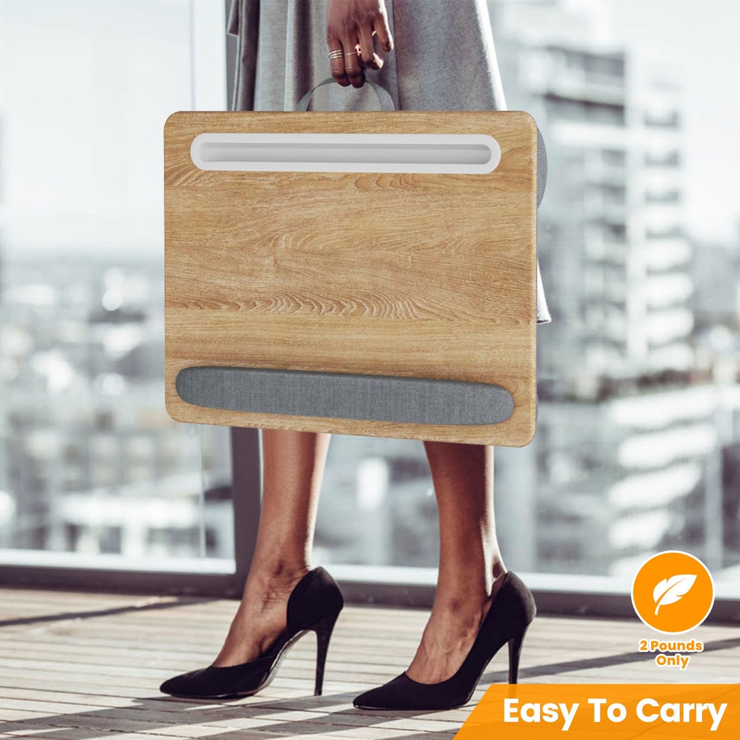 Flycity Laptop Lap Desk Fits up to 15.6 inches Laptops, with Pillow Cushion & Wrist Pad, Portable Computer Lap Desks with Tablet & Phone Holder, Easy to Carry Laptop Lap Desk for Home, Office, Travel