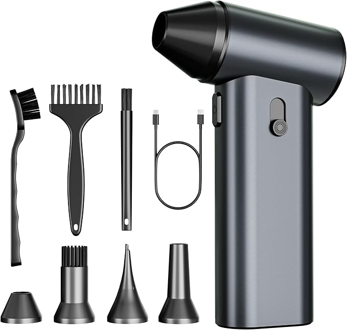 Compressed Air Duster, Electric Air Duster 130000RPM Cordless Rechargeable Motor Portable Blower, Adjustable Mini Blower for Computer, Keyboard, Outdoor, House and Car, Replaces Compressed Air Cans