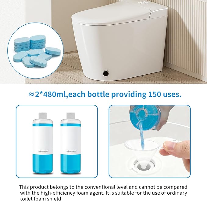 MAMADOU Toilet Cleaner Tablets Foaming Agent Splashproof Foam Sheild for Smart Toilet Deodorizing Stain-Resistant Special Cleaning Bowl For Fresh Comfortable Bathroom Environment 12pcs