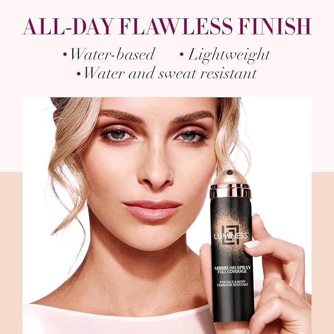 LUMINESS Airbrush Body Coverage - Tattoo Cover Up Makeup - Full Coverage Foundation for Face & Body - Water-Resistant, Long-Wear, Natural Radiant Finish, Deep Rich