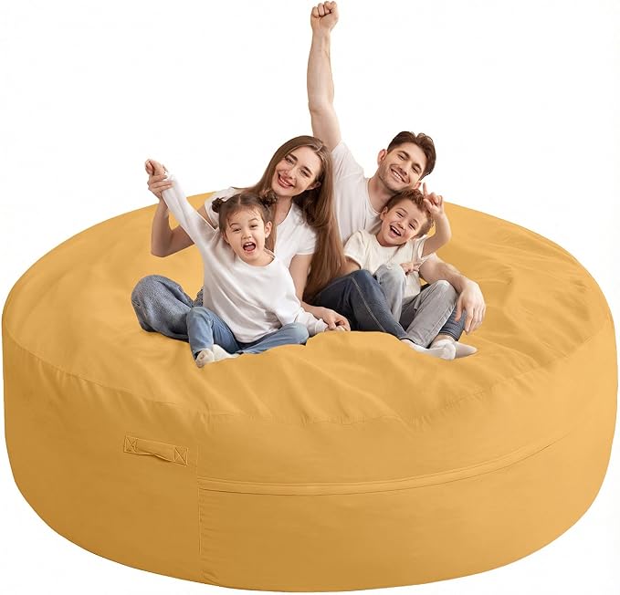 HABUTWAY XX-Large Bean Bag Chair: Giant 7' Memory Foam Furniture Bean Bag Chairs for Adults with Microfiber Cover 7Ft (Mustard)