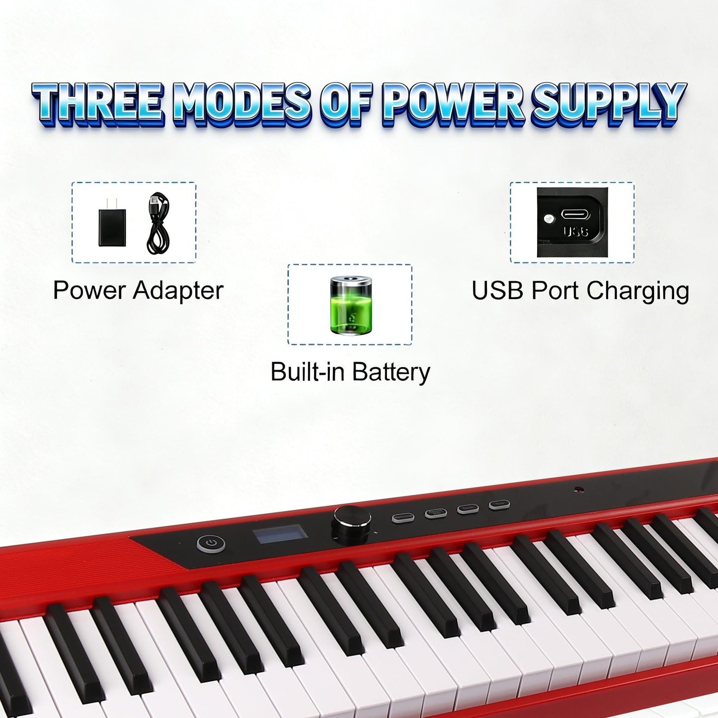 Coolmusic Beginner Digital Piano 88 Key Semi-Weighted Keyboard, Portable Electric Piano with Sustain Pedal, Power Supply