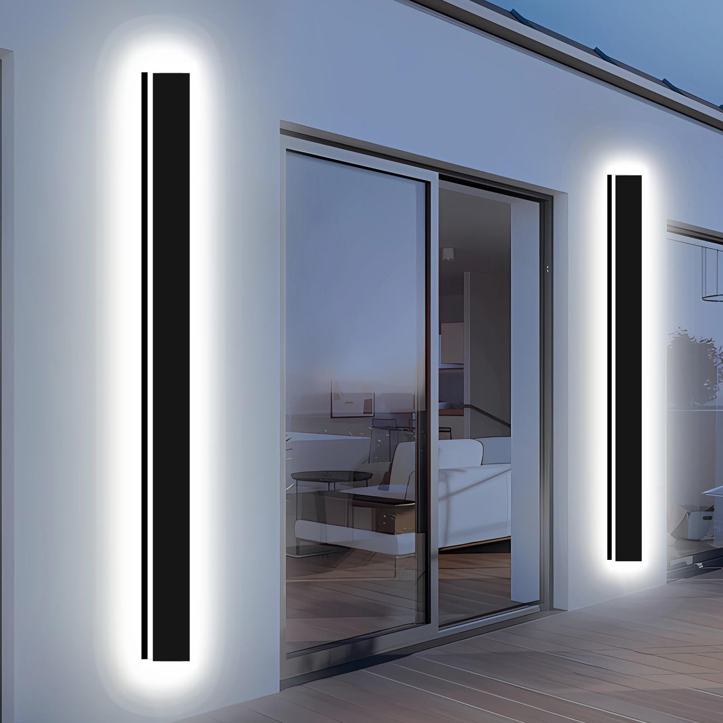 ENMLN Modern Outdoor Lights Fixture 2pc 39in,4.33in Wide Dimmable Long Exterior Light,Outside LED Wall Sconce IP65 Waterproof,Black LED Outdoor Entrance Lighting for Garage/Porch/Front Door