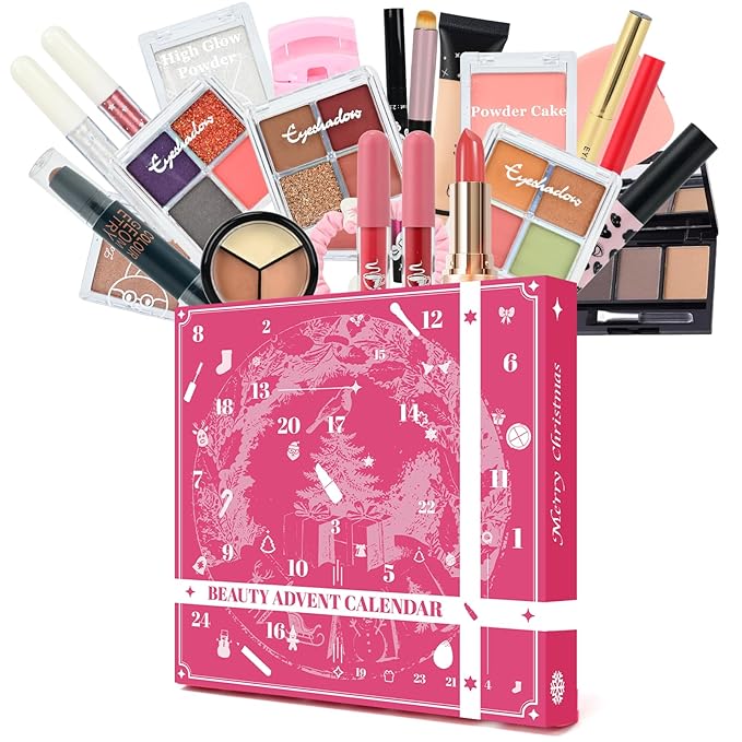Makeup Advent Calendar 2025 for Teen Girls & Women，24 Days Christmas Countdown Calendar Makeup Gift Set, 2025 Xmas Gift Surprise Box Calendar Full Beauty Kit