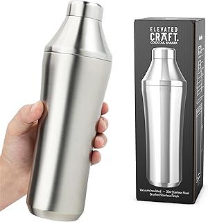 Elevated Craft Hybrid Cocktail Shaker - Premium Vacuum Insulated Stainless Steel Cocktail Shaker - Innovative Measuring Sy...