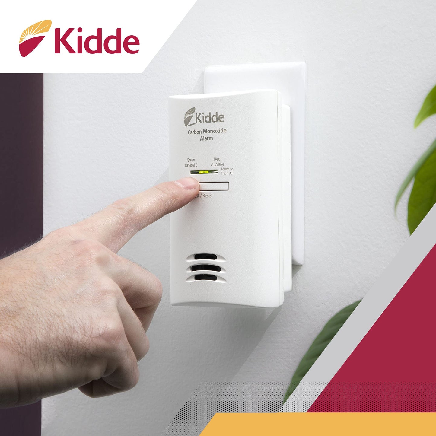 Kidde Kitchen Smoke Detector & Carbon Monoxide Detector Combo with Long-Life Lithium Battery & Carbon Monoxide Detector, AC Plug-in with Battery Backup, CO Alarm with Replacement Alert