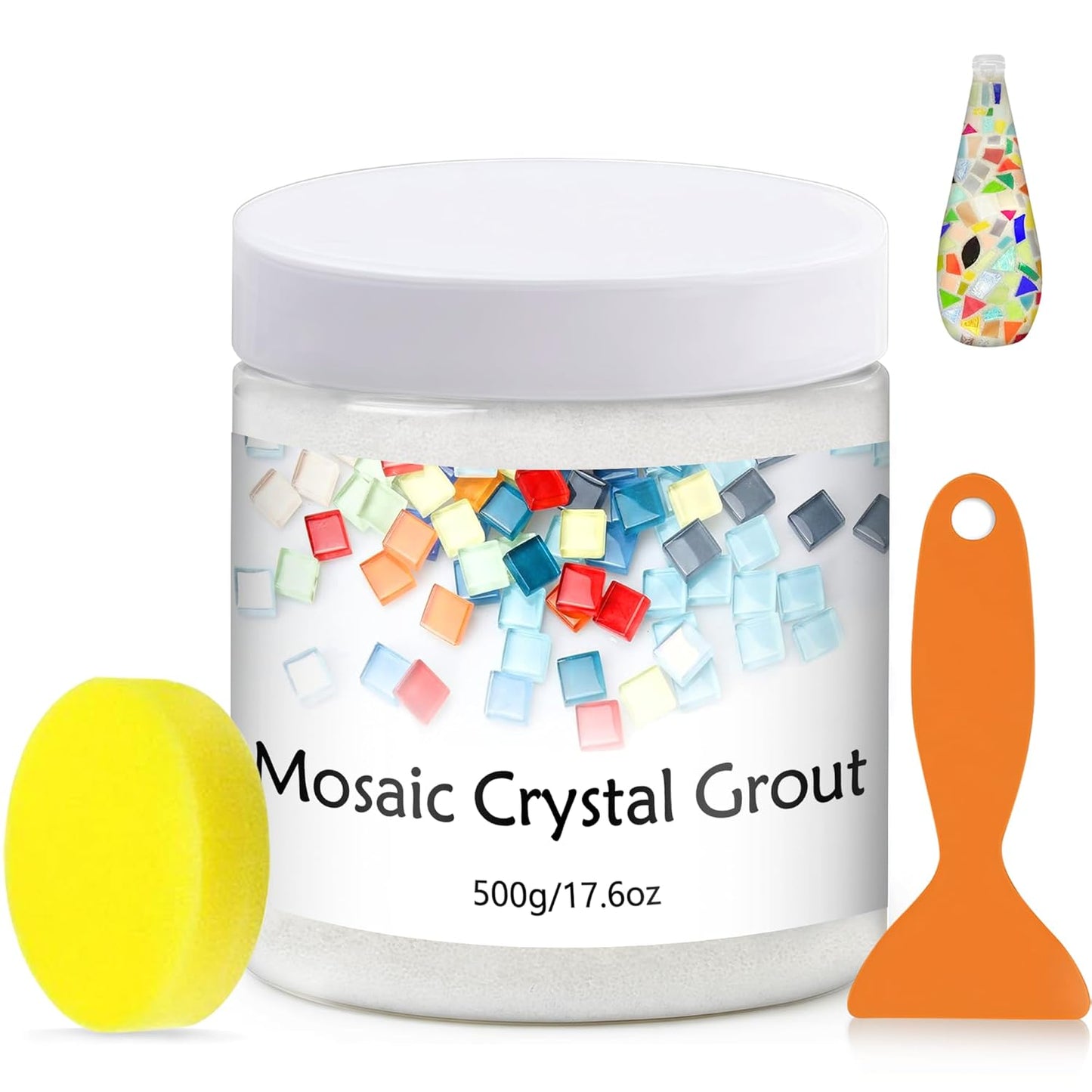 Mosaic Crystal Grout, Mosaics Tile Tools, Mosaic Tile Accessories – Essential for Handmade Grouting and Perfect for DIY Craft Projects (Translucent, 17.6oz)
