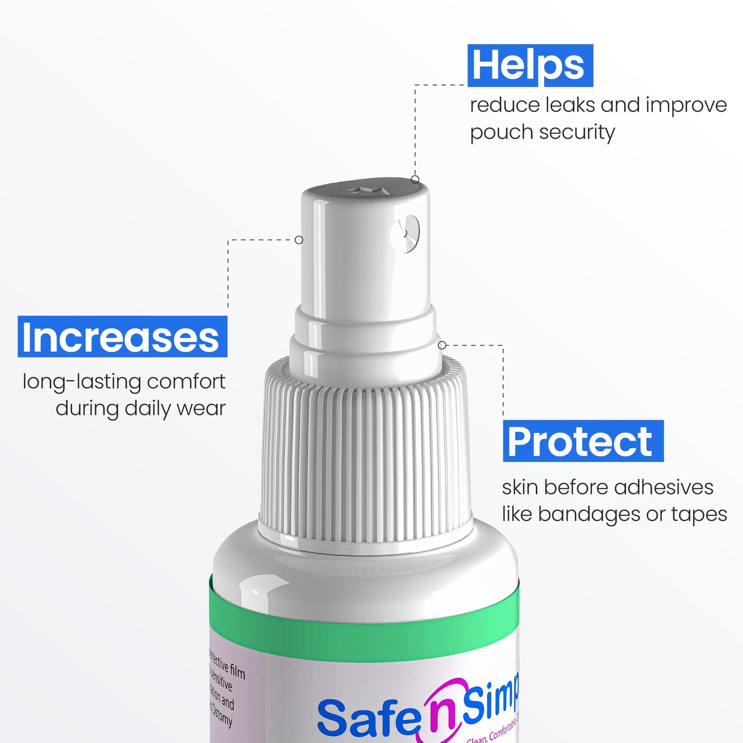 Safe n' Simple No Sting Barrier Film Spray - 2 Oz - Odor-Free Pre Tape Solution - No-Alcohol Skin Prep - Adult Adhesive Spray for Skin Protectant