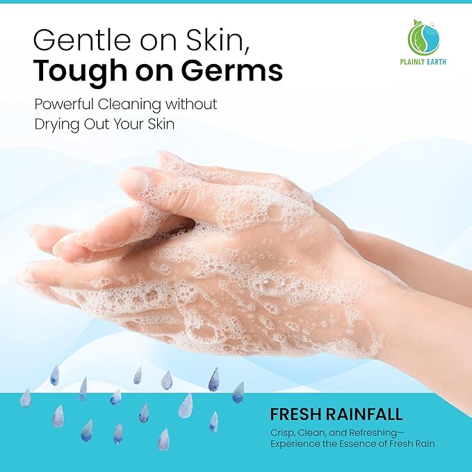 AntiMicrobial Hand Soap, 64 oz Bulk Refill - Antibacterial Hand Soap, Gentle, Scented Moisturizing Hand Soap for Kitchen and Bathroom - Fresh Rainfall