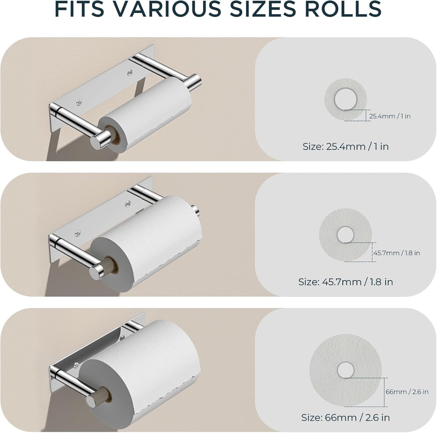 FORIOUS Toilet Paper Holder, Adhesive or Wall Mounted Options, Stainless Steel Rustproof Stick on no Drilling Double Post Pivoting Toilet Tissue Roll Holder Wall Mount for Bathroom, Polished Chrome