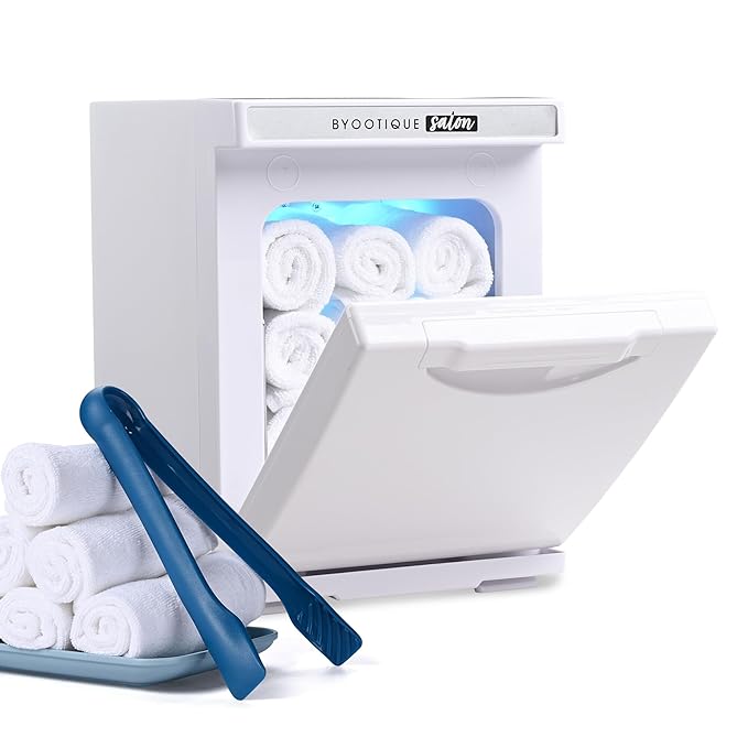 BYOOTIQUE 5L Mini Hot Towel Warmer Cabinet Spa,Professional Fast Heating Portable Machine Barber Towel Warmer for Nail Salon, Facial, Massage, Estheticians, Beauty Studio (White)