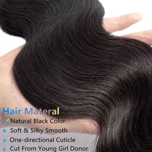 Superfect Human Hair Bundles 16 18 20 Inch Body Wave Bundles Human Hair 12A 100% Unprocessed Brazilian Virgin Hair Weave 3 Bundles Natural Black Color (16 18 20, Body Wave 3 Bundles)