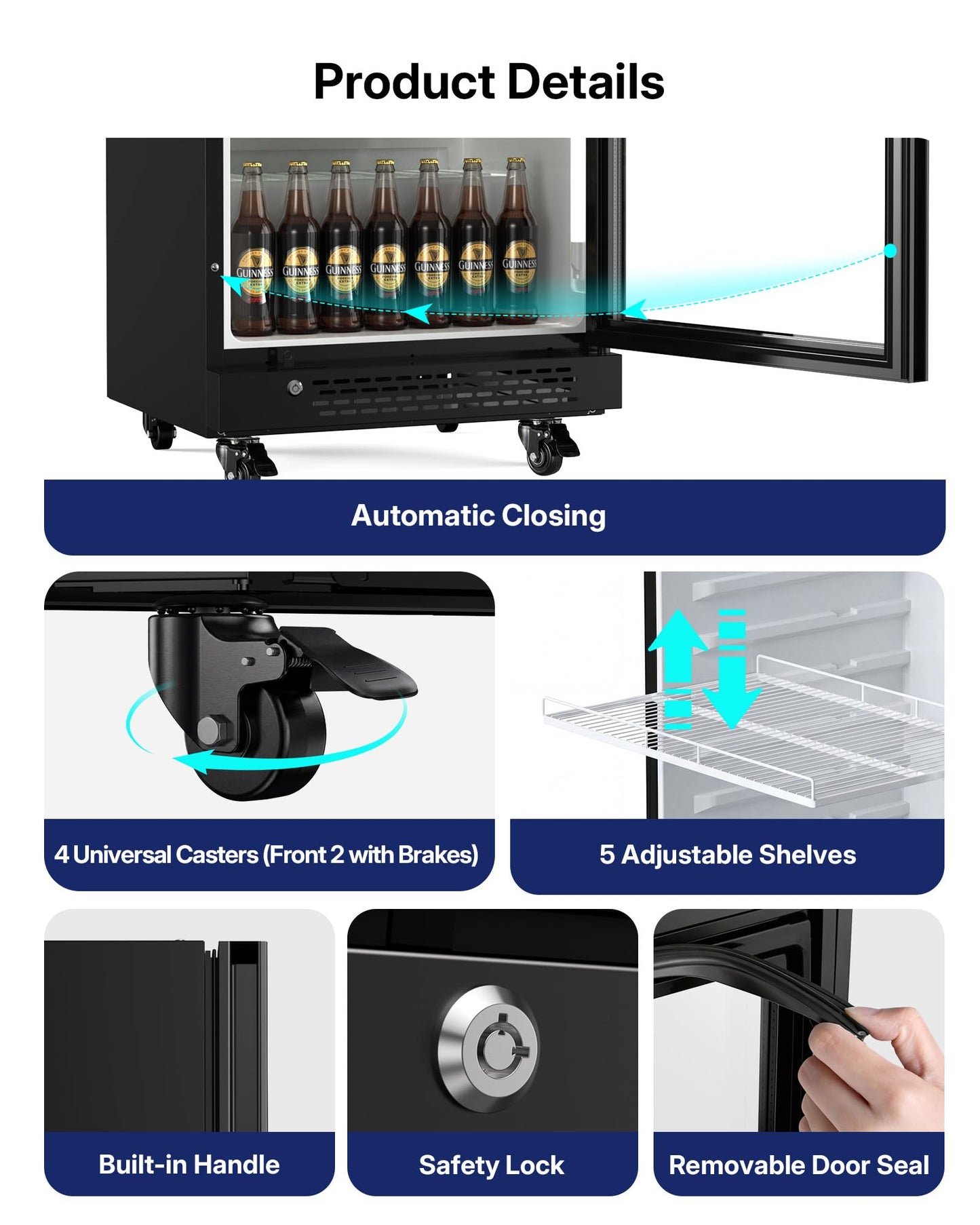 Upstreman Commercial Beverage Refrigerator, 12.1 Cu.Ft Glass Door Display Refrigerator with Soft LED Light and Adjustable Shelves, Merchandiser Cooler for Restaurant, Cafe, Bar, Office
