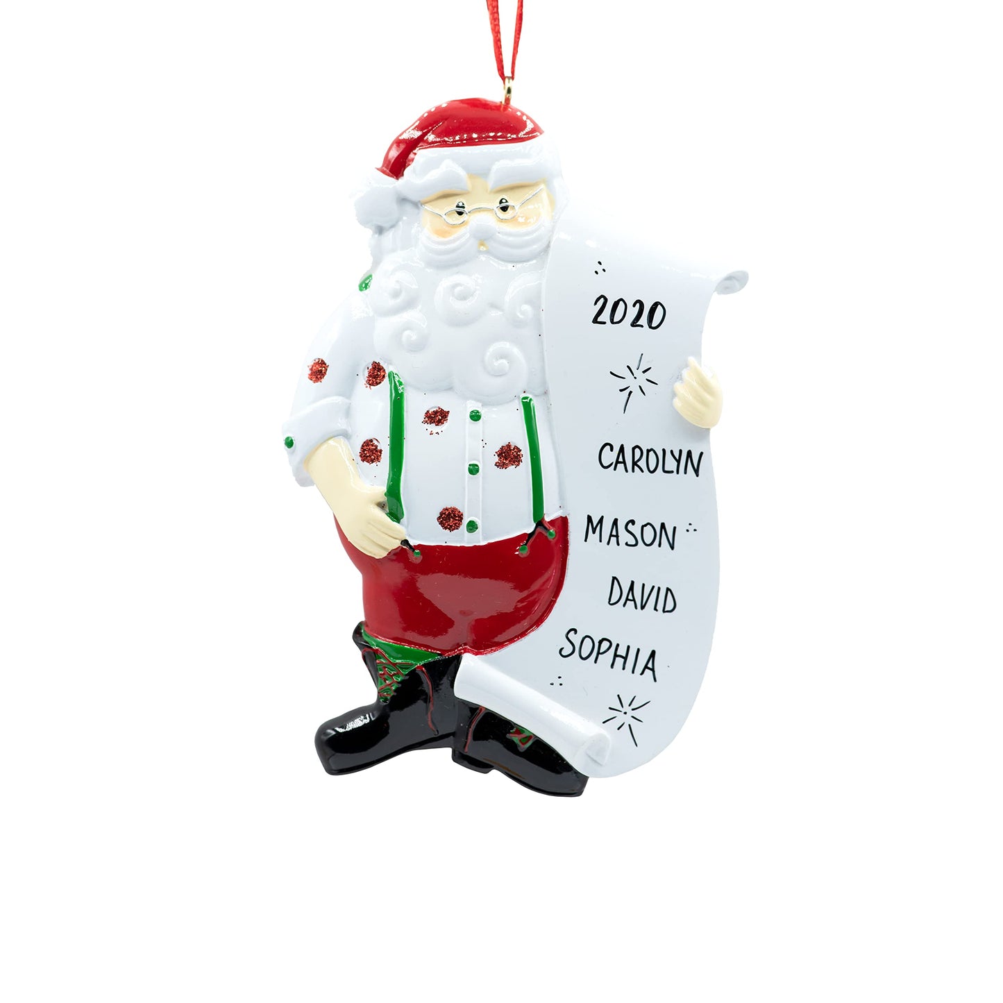 UniqXmas Personalized Santa Christmas Ornament 2025 - Free Customization | Santa Claus with Wish List, Jolly Figurine and Nice List for Xmas Tree | Unique Keepsake - Custom Name & Year