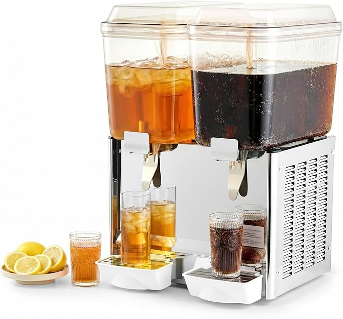 CO-Z Commercial Beverage Dispenser, 9.6 Gallon / 36L 2-Tank Electric Juice Dispenser Machine, Stainless Steel Cold Drink M...