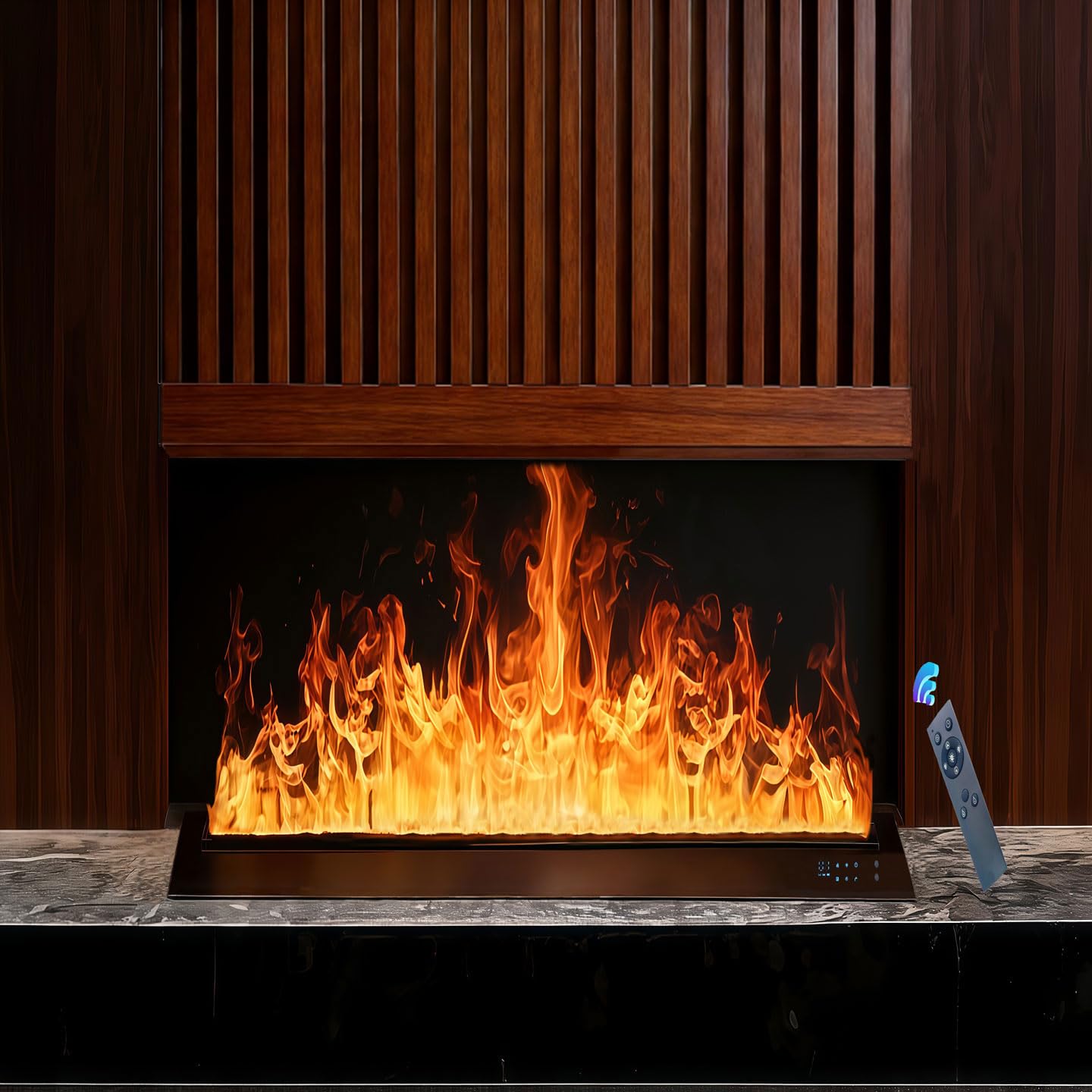 Water Vapor Fireplace Atomized Fake Fire, Recessed Electric Fireplace Humidifier Touchable Atomized Flame Equipped with Remote Control, Adjustable Flame Humidifying Atomization 27 Inch