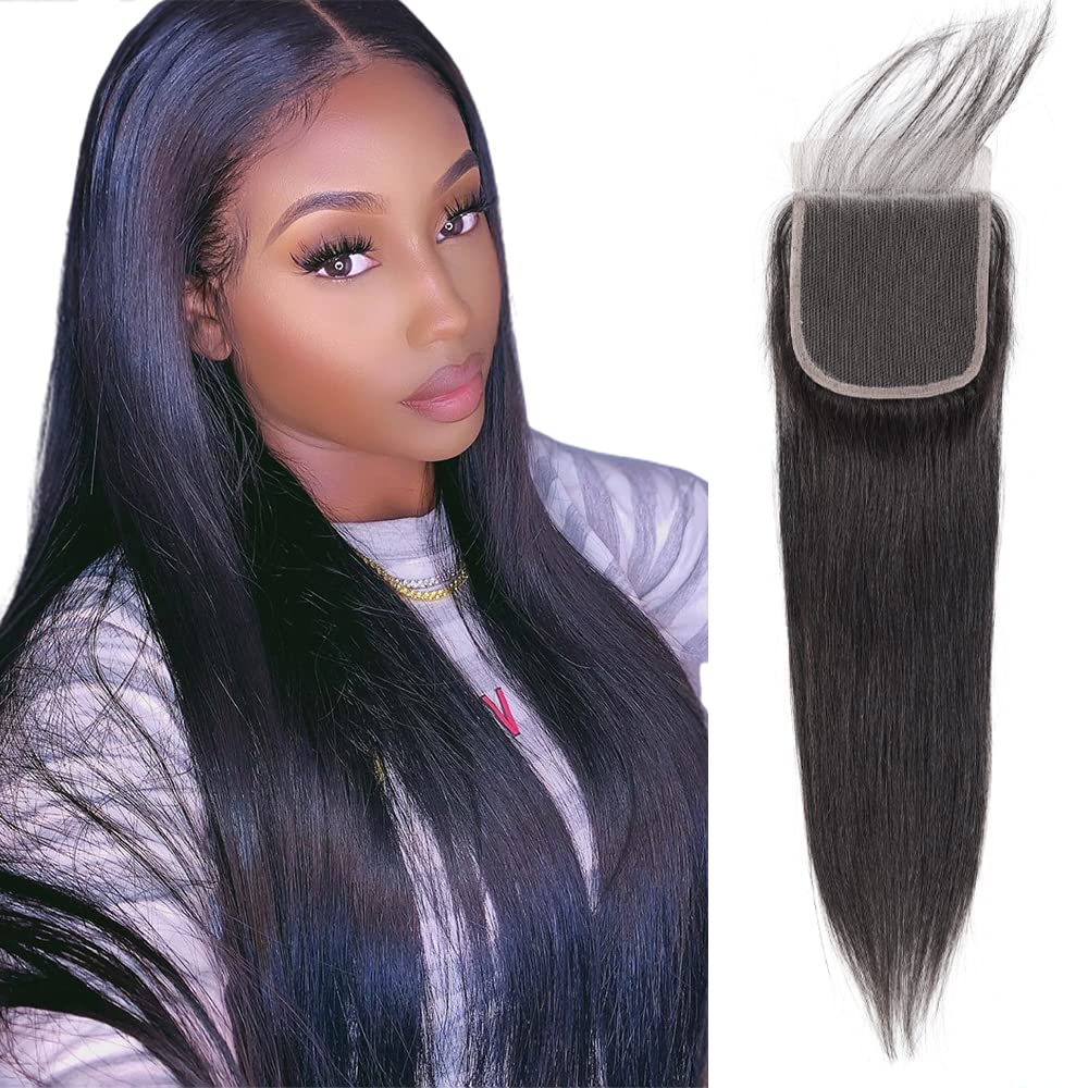12A Brazilian Straight 4x4 HD Lace Closure Free Part Hand Tied Transparent HD Lace Closure 100% Unprocessed Human Hair Transpare