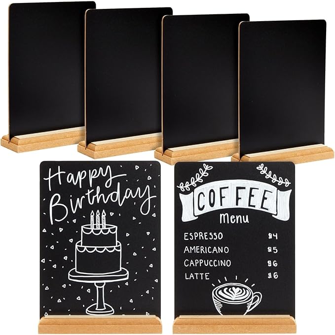 6 Pack Mini Chalkboard Signs with Stand for Table Decorations, Restaurant Food Display, Message Boards, Small Business, We...