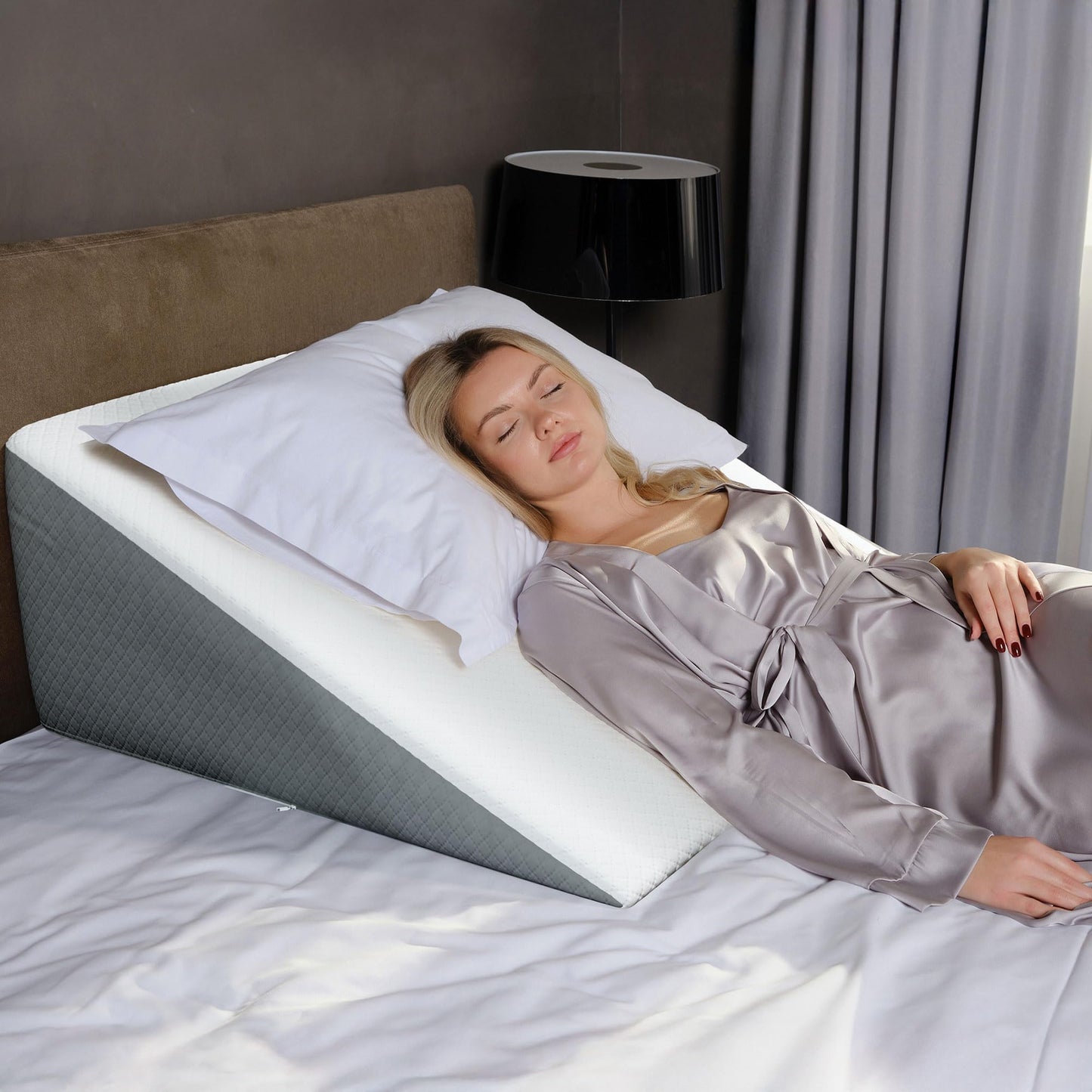 Kolbs Extra Wide Bed Wedge Pillow | Super Large | Memory Foam Top and Jacquard Cover | for Sleeping Acid Reflux GERD (12 Inch Height (31 x 33 x 12))