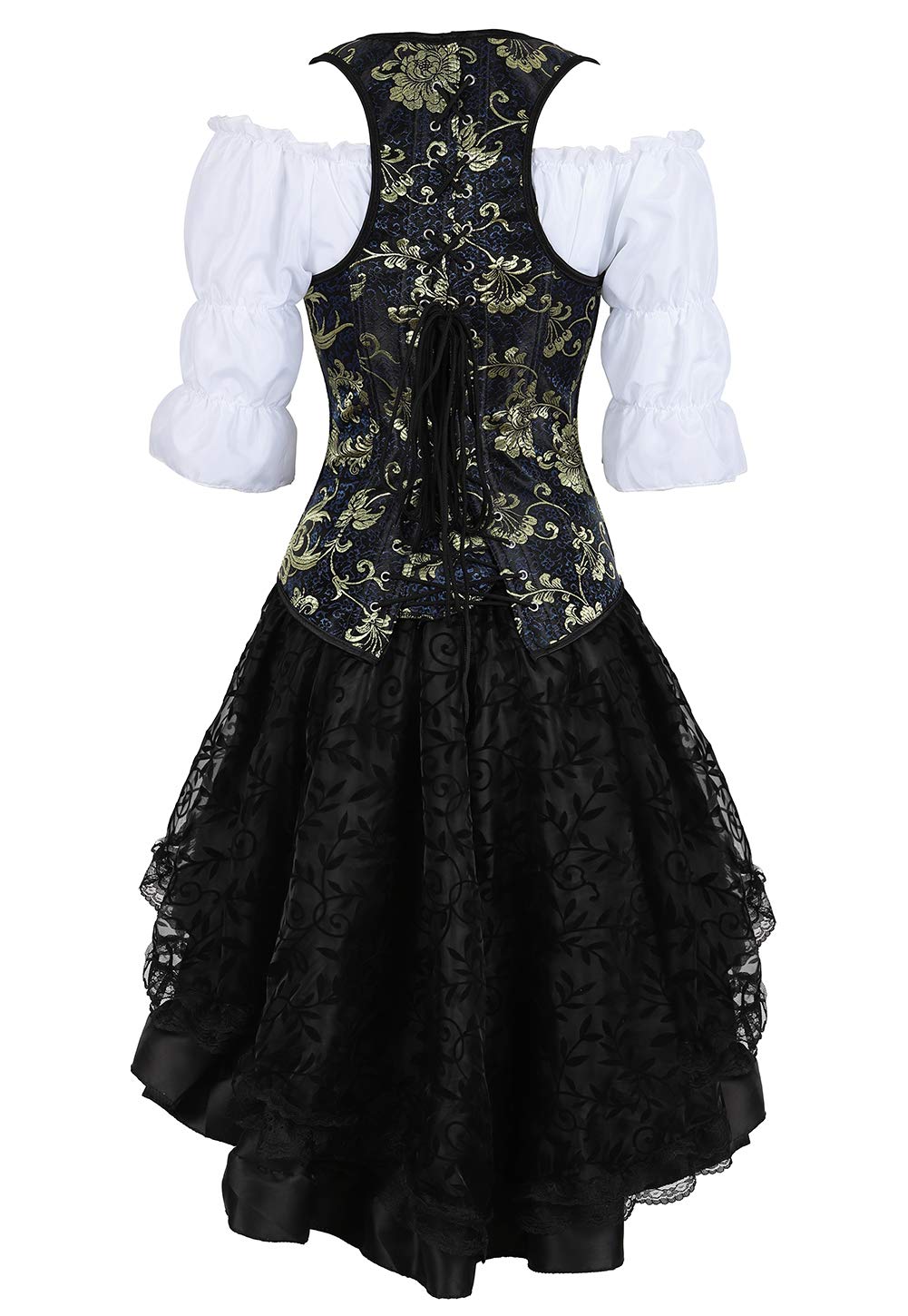 Grebrafan Steampunk Skirt for Corset Women Fluffy Pleated Layered Tutu Skirt (US(4-6) S, Black)