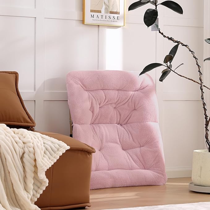 Givjoy Comfy Folded Chair with Ottoman, Oversized Folding Faux Fur Chair Soft Furry Lounge Lazy Chair with Metal Frame Moon Chair Accent Chair for Bedroom, Living Room, Dorm Rooms