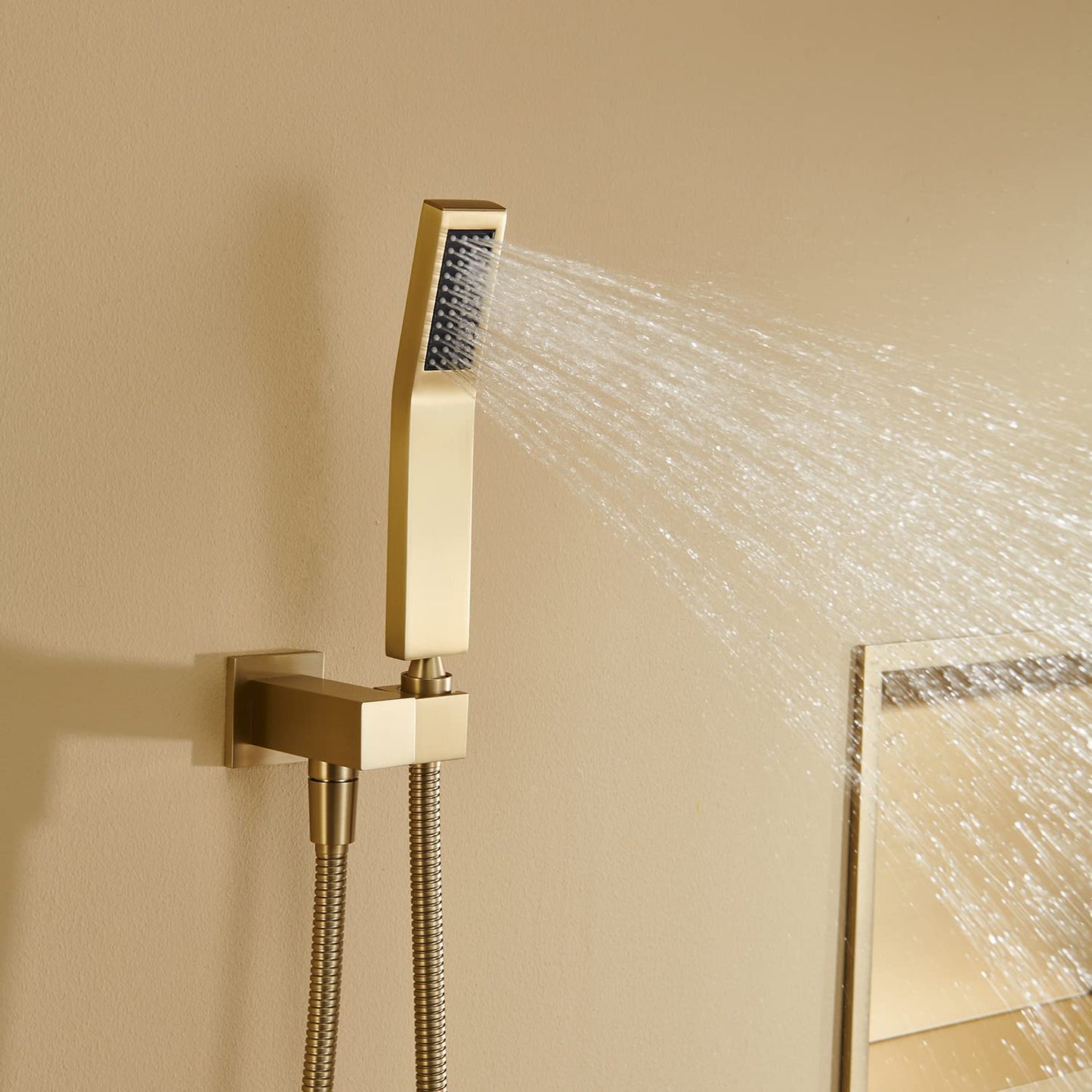 Artiqua Shower System 10 Inches Rain Shower Combo Set Brushed Gold Wall Mount Faucet Bathroom Faucets with Rainfall Shower Head and Hand Shower