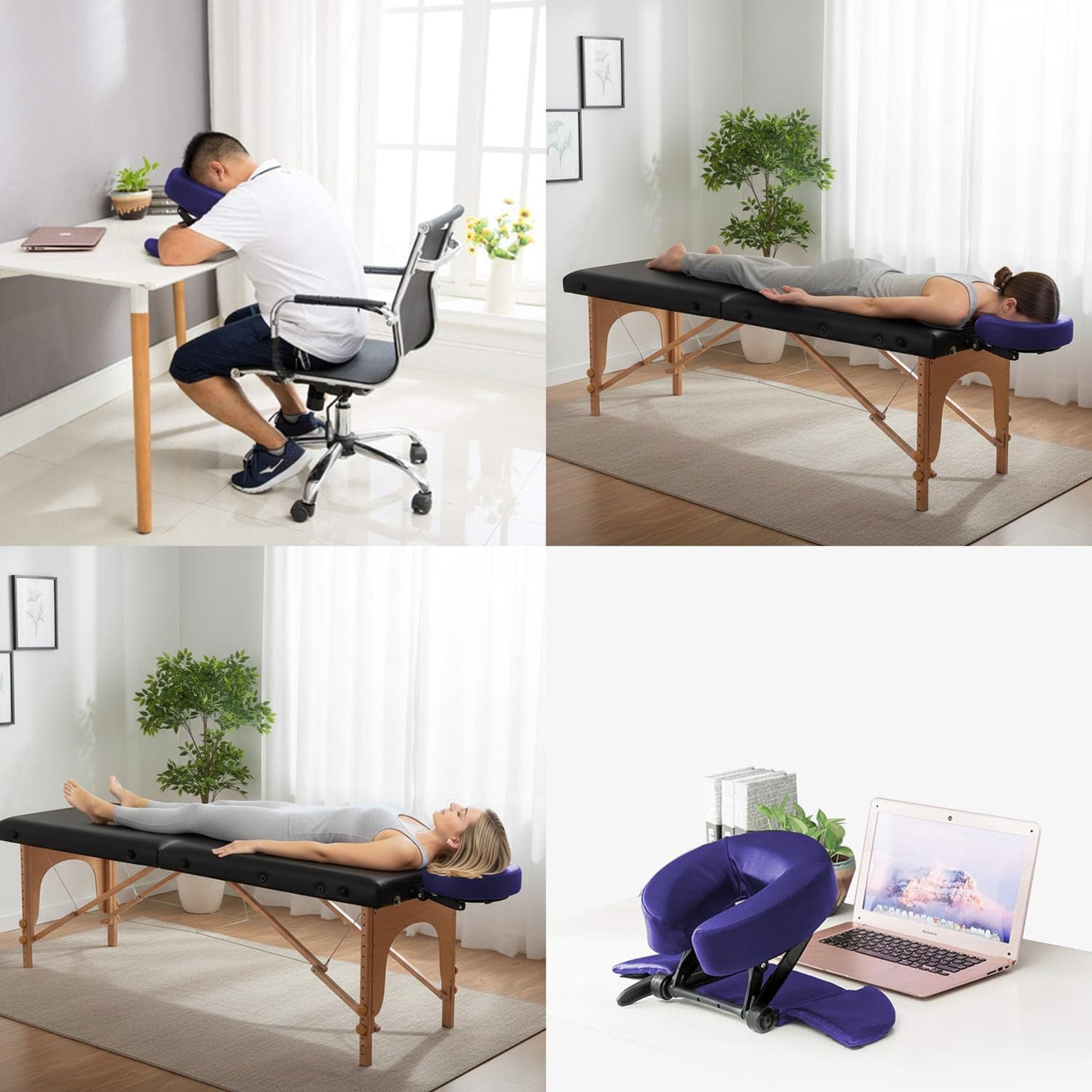 TRENDBOX Face Down Tabletop Massage Kit Adjustable Headrest Pillow - Purple