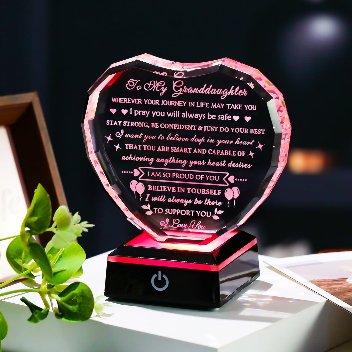 Arikyrist Granddaughter Gifts from Grandma with Colorful Base Birthday Gifts for Granddaughter from Grandparents Crystal Keepsake Best Gifts Ideas for Granddaughter on Christmas Wedding Graduation