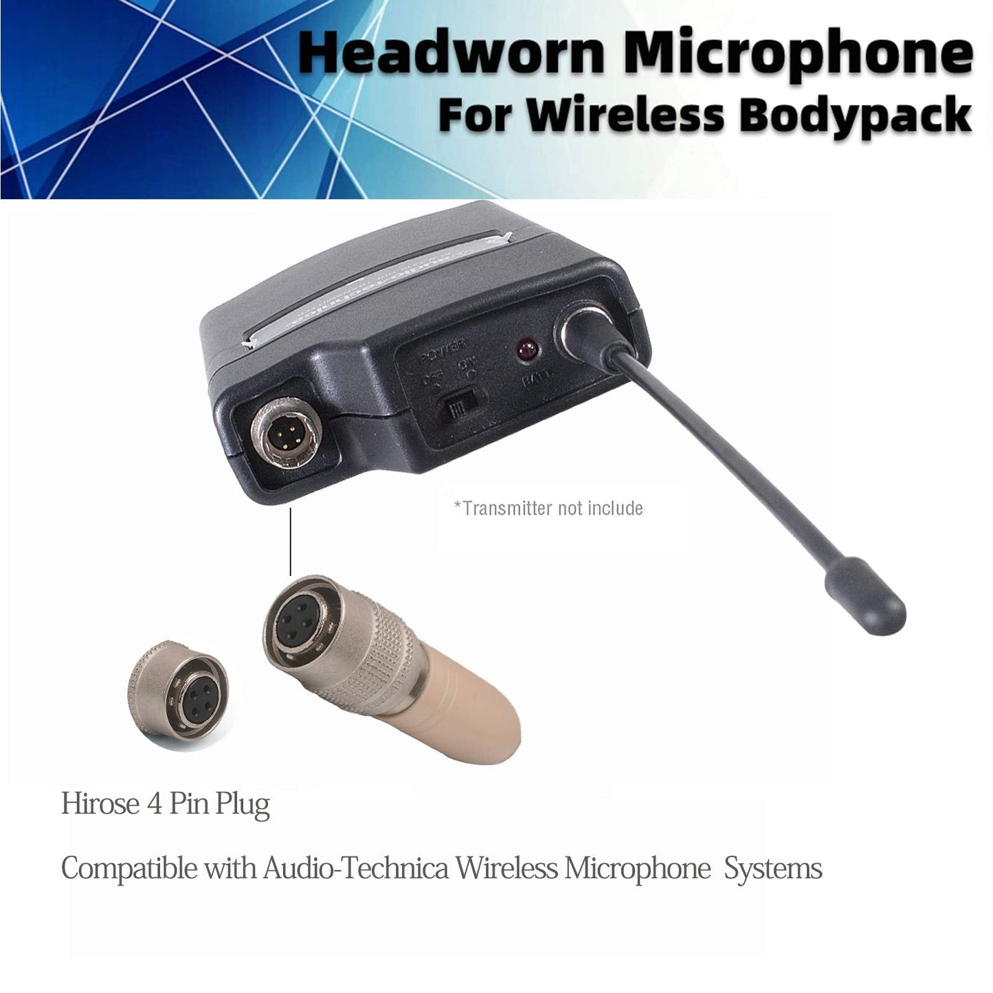 Sujeetec Microphone Headset Headworn Earset Over Ear Hanging Mic Compatible With Audio Technica Wireless System & Bodypack Trans