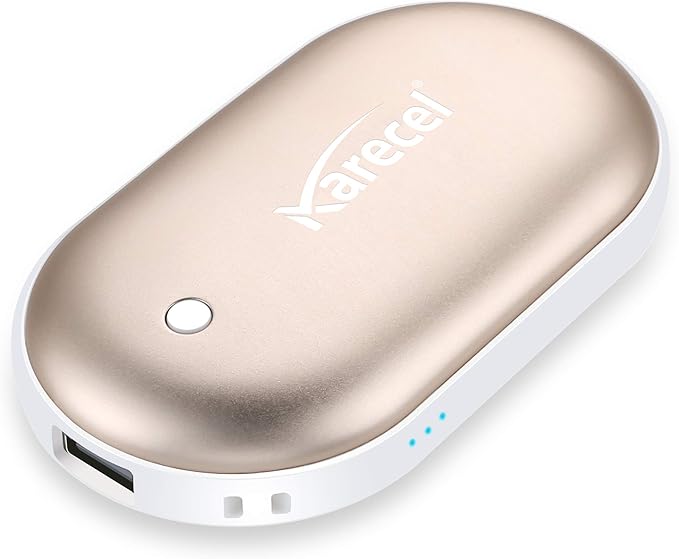 Karecel Rechargeable Hand Warmer, 5200mAh Double-Sided Instant Heating Electric Hand Warmer Power Bank, Up to 11Hrs, USB Portable Handwarmer Pocket Heater, Tech Gifts for Men Women, Winter Essentials