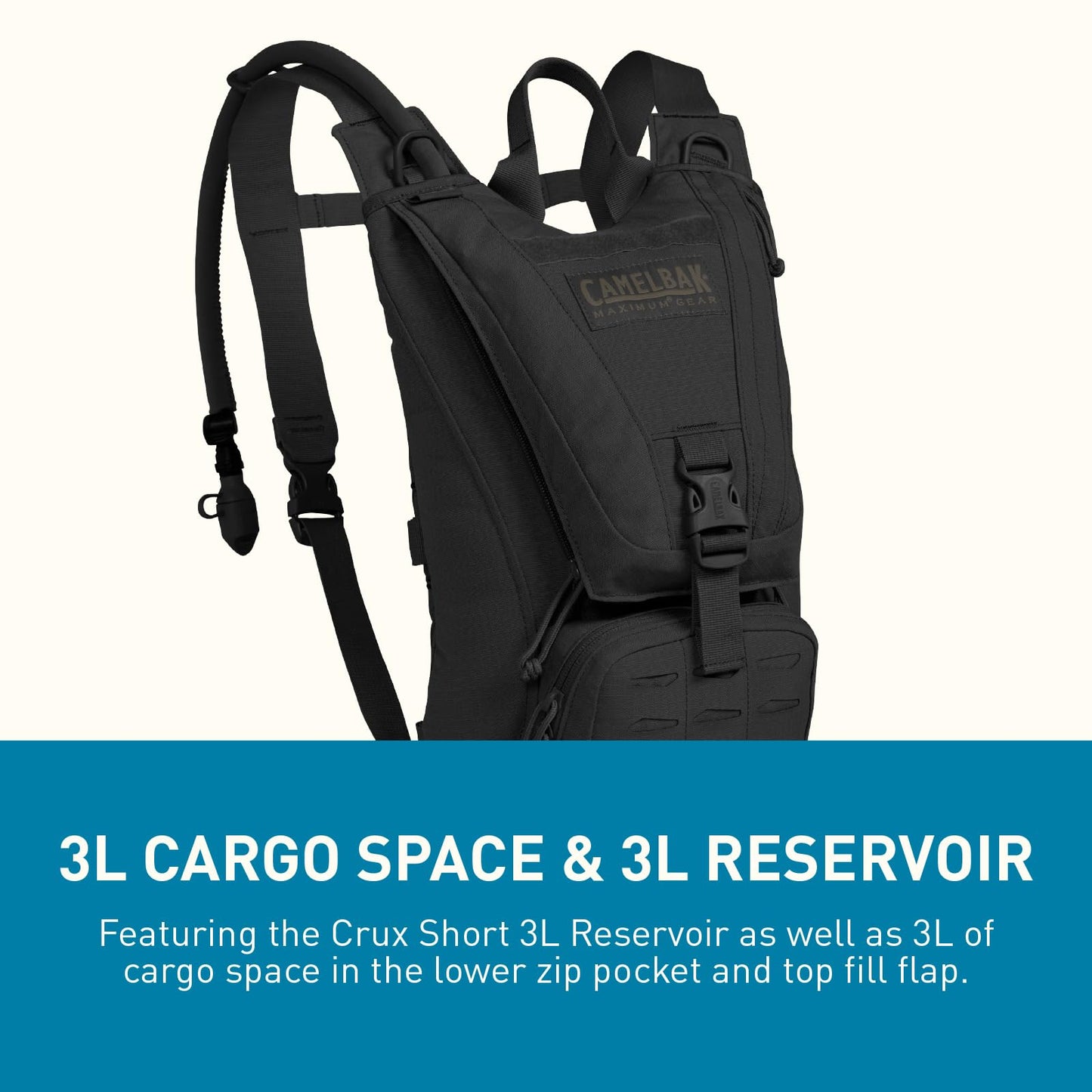 CamelBak Ambush Tactical Hydration Backpack, Low‑Profile MOLLE Design with 100oz Mil‑Spec Crux Reservoir, Black 2.0