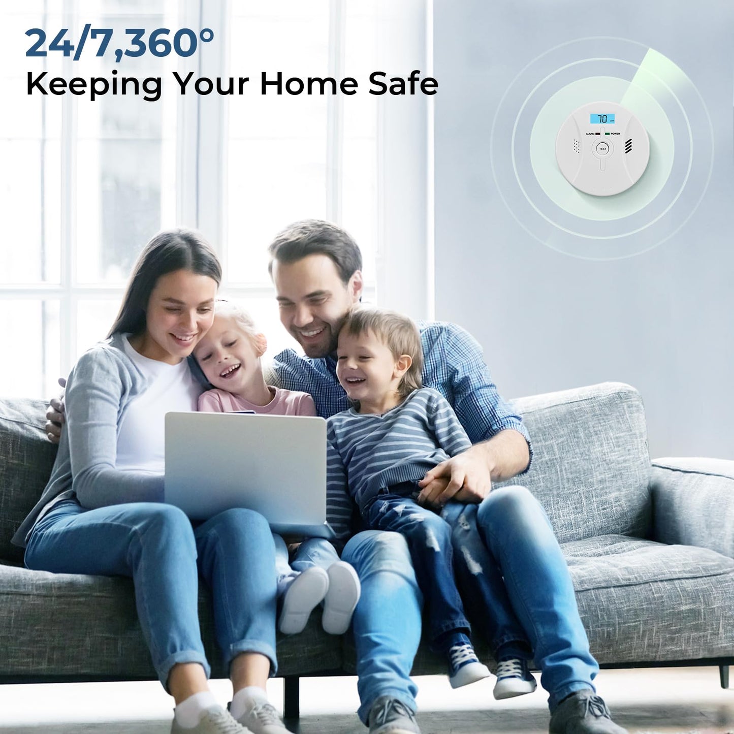 SHYEEH Smoke and Carbon Monoxide Detector, Combination Smoke Alarm and Carbon Monoxide Detector Battery Powered, CO Detector Alarm with Sensitive Sensor, Sound Warning and LCD Display, CDR-803