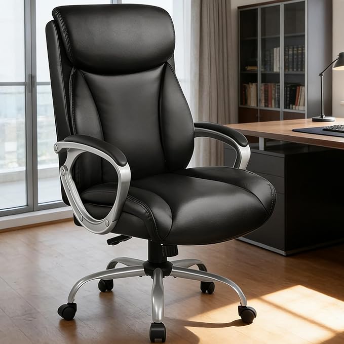 COMHOMA Ergonomic Office Chair Home Office Desk Chairs Comfy Back Support PU Leather Executive Office Chair with Wheels He...