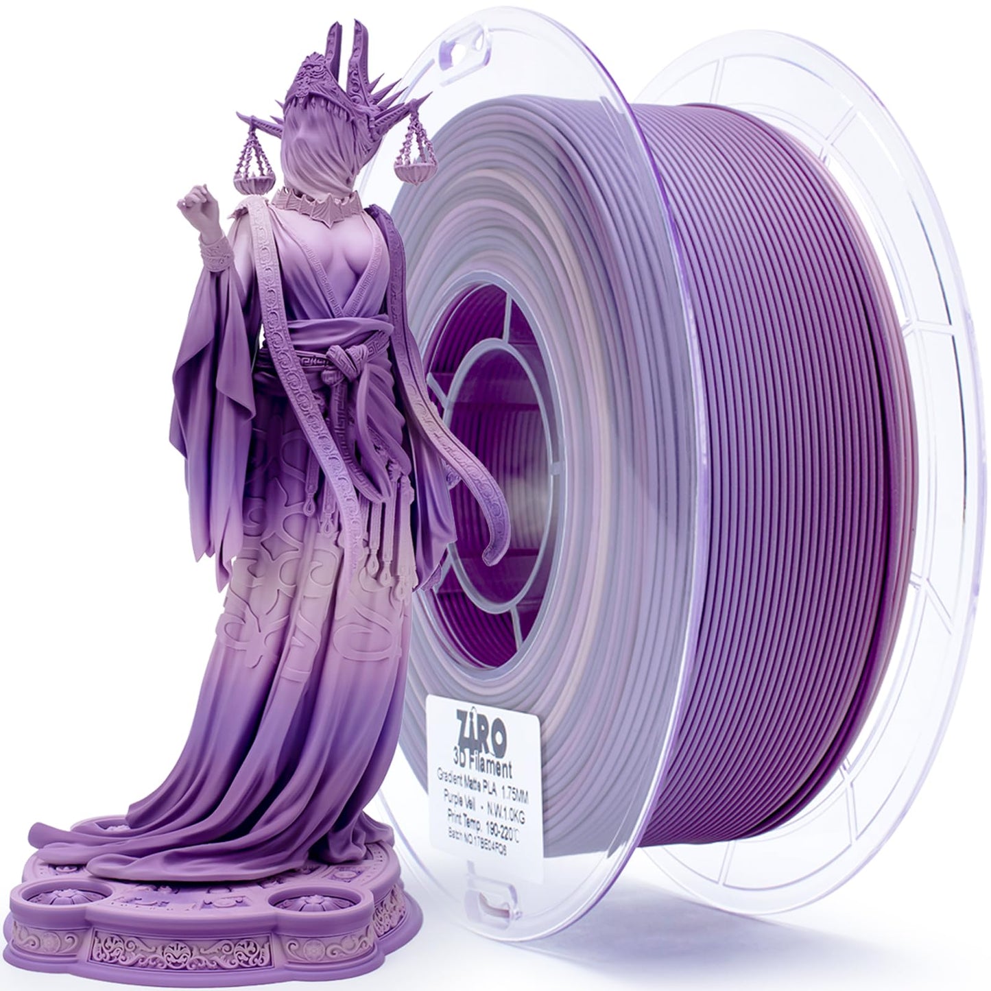 ZIRO Matte Fast Color Change PLA, No-Shine Multi Colors 3D Printer Filament, Rainbow PLA Material, Dimensional Accuracy +/-0.03m