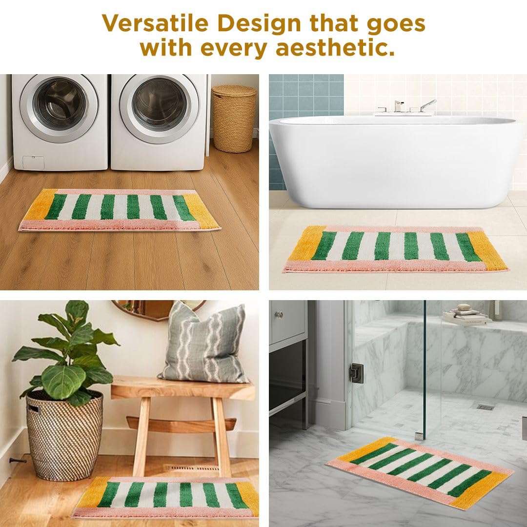 Folkulture Bathroom Rugs | (20 x 30) Bathmats for Bathroom or Microfiber Bath Rug | Quick Drying Washable Non Slip Bath Mat for Washroom | Toilet Mat or Microfiber Rugs for Entryway Rug