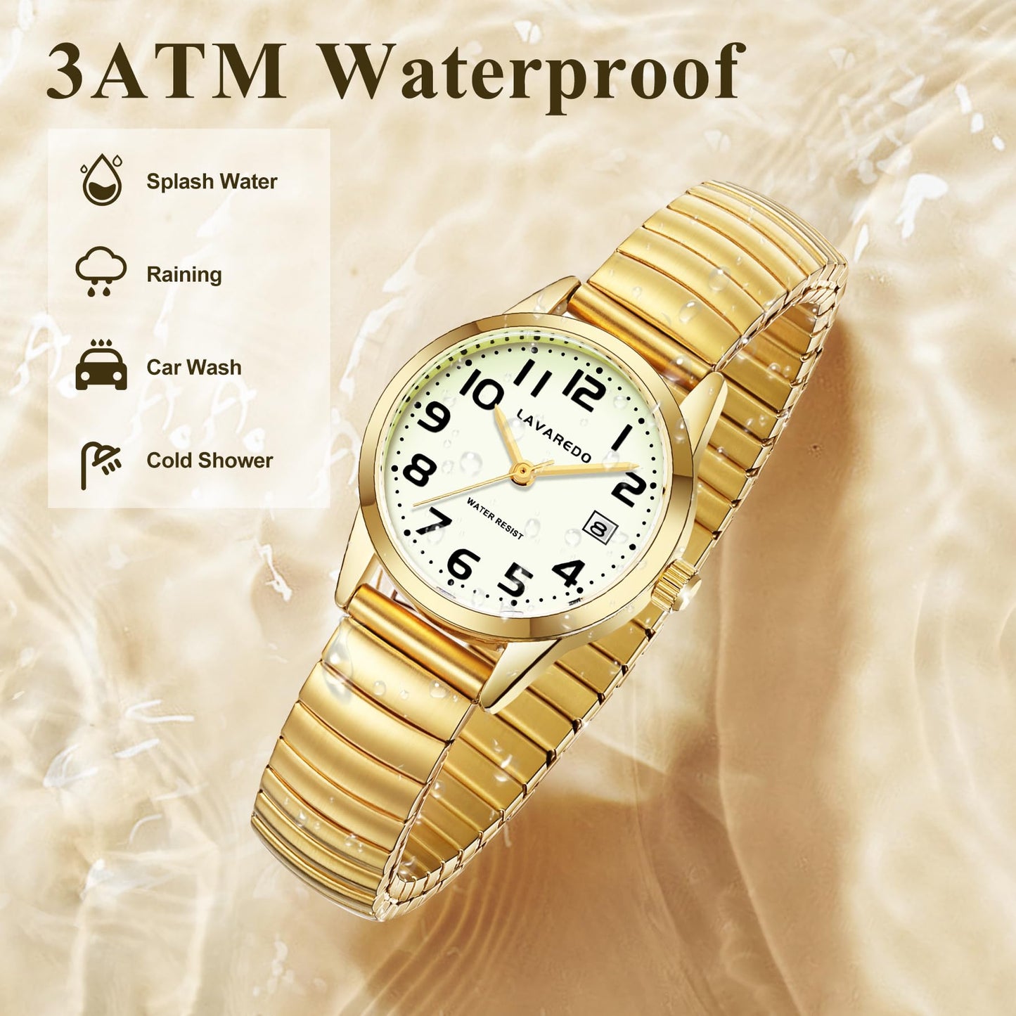 Elegant Gold Watches for Women Small Analog Watch, Waterproof Ladies Watches with Stainless Steel Expansion Band and Luminous Dial - Fashionable Christmas & Birthday Gifts for Women