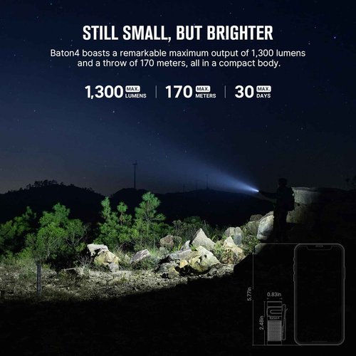 OLIGHT Oclip Rechargeable EDC Flashlight 300 Lumens Dual Sources Bundle Baton4 EDC LED Pocket Light 1300 LMS