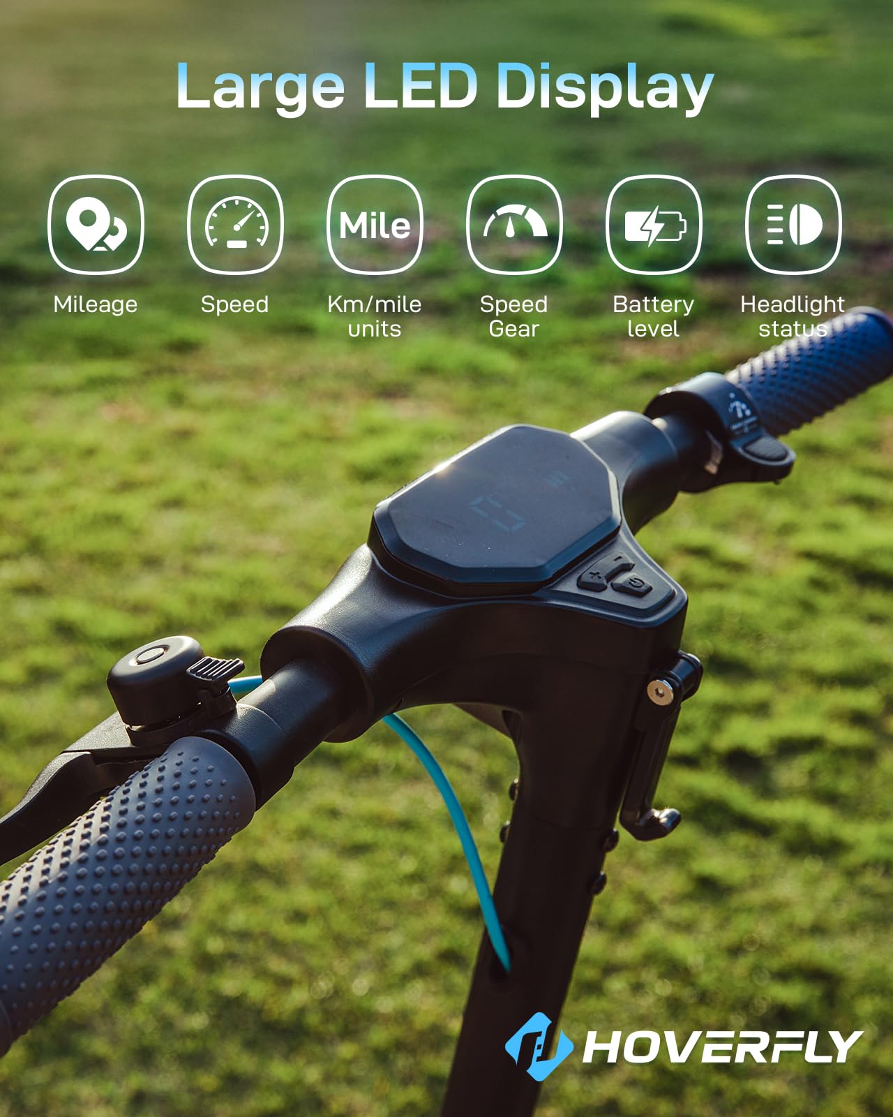 Hoverfly X5 Electric Scooter for Adults, Anti-Flat 10" Solid Tire, Max 25 Mile Range and 20Mph Speed Power by 500W Motor,15% Uphill with Front Suspension Shock Absorber, Foldable Commuting Escooter
