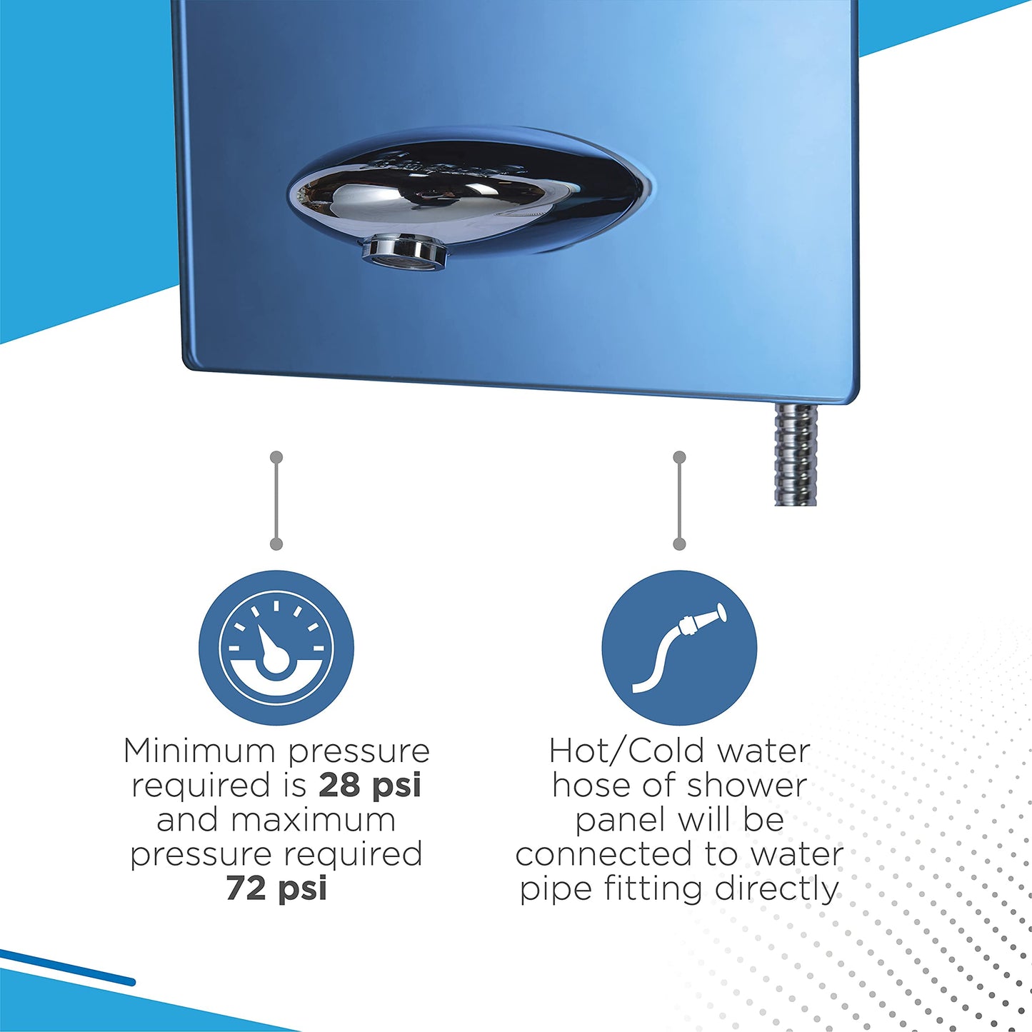 Blue Ocean 52" Stainless Steel SPS392H Shower Panel Tower System with Rainfall Shower Head and 8 Adjustable Massage Jets