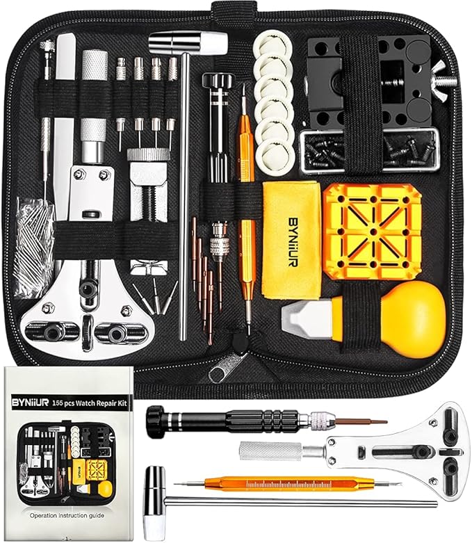 Watch Link Removal Kit, BYNIIUR Watch Repair Kit, Watch Case Opener Spring Bar Tools, Watch Battery Replacement Tool Kit, ...