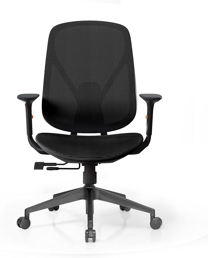Ergonomic Home Office Chair – Breathable Mesh, Built-in Lumbar Support, Adjustable Arms & Smooth Wheels, Up to 270lbs (Black)