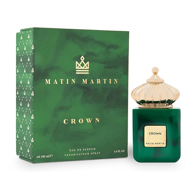 Matin Martin Crown for Unisex - Arabian Perfume for Women & Men - Long Lasting Spice & Citrus Fragrance with Bergamot, Leather, Musk, Cedarwood Notes - Arabic Cologne - Travel Size - 3.4 oz EDP Spray