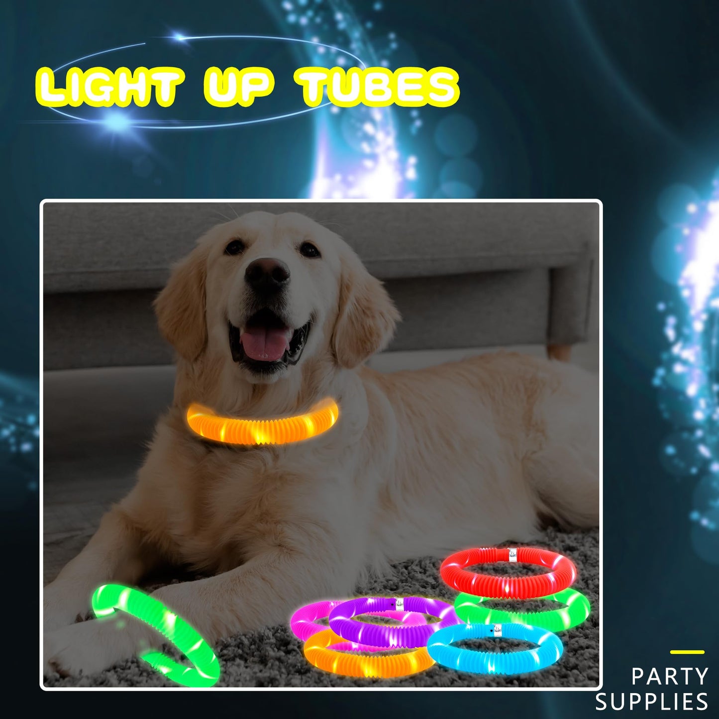 Rcanedny 42 PCS Light Up Tubes Party Favors LED Glow Sticks Tubes Glow in The Dark Pop Tubes for Kids Birthday Concert Glowing Party Supplies Goodie Bag Classroom Rewards